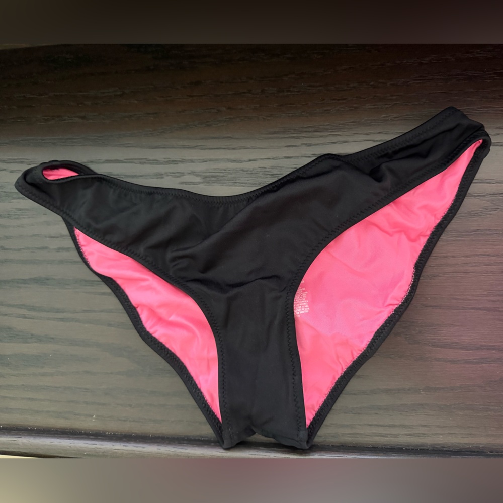 PINK by VS Black Bikini Bottom with Rouching Size Small